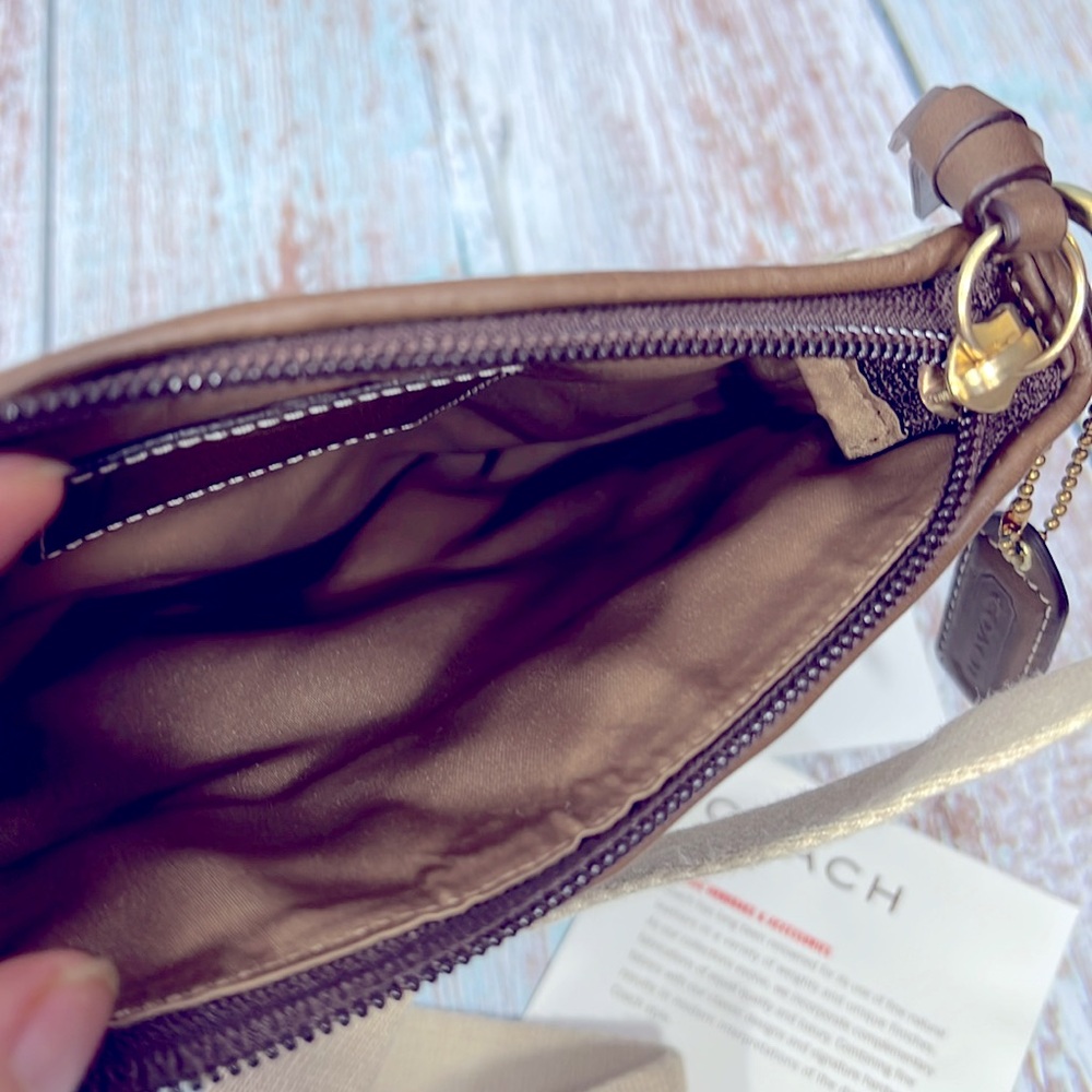 🌺 COACH KHAKI PATCHWORK BROWN MULTI SWINGPACK BRASS KHAKI CROSSBODY F41705 - Picture 10 of 11